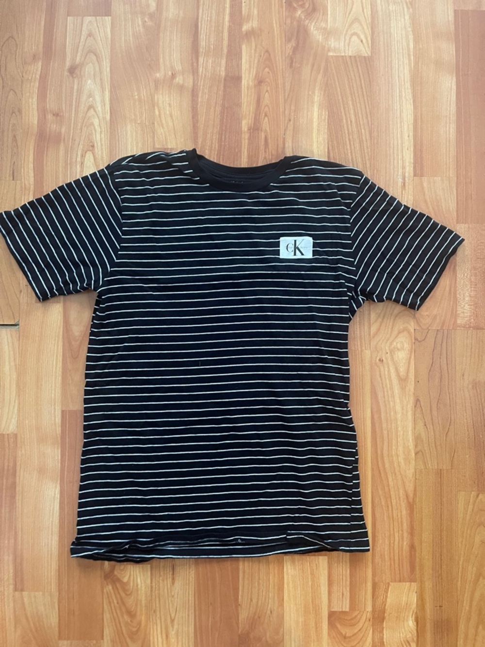 Calvin Klein Black T-Shirt with White Stripes